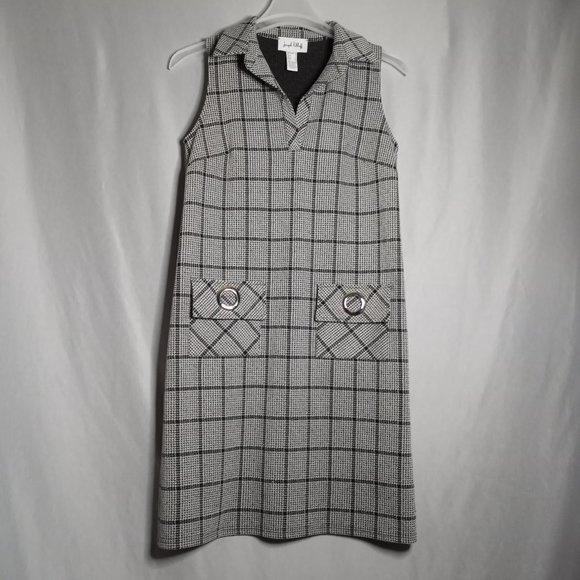 Joseph Ribkoff Women's Black/White Check Sleeveless V-Neck Shift Dress Size 8 - Picture 3 of 7